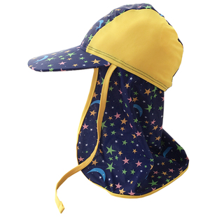 儿童泳帽男童防晒护颈护耳女童大帽檐夏鬼子帽可爱沙滩遮阳游泳帽