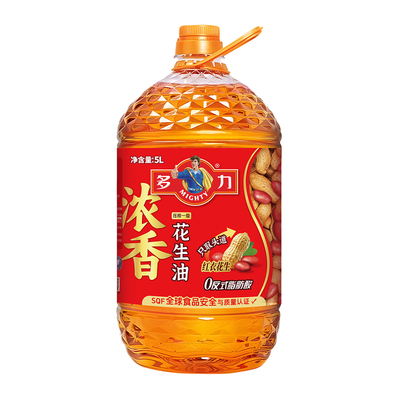 多力压榨一级浓香花生油5L送小瓶