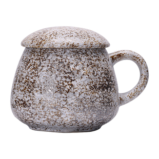 粗陶马克杯带盖超大容量1000ml家用水杯陶瓷办公室大肚杯咖啡杯子