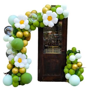 橙色气球链年会场景布置商场铺开业活动气氛装饰气球拱门立柱套装