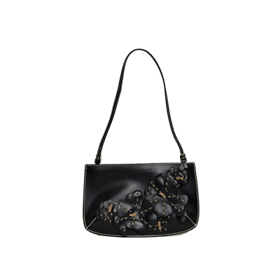 【自营】中古95新Celine/思琳单肩包黑色皮革C立体麻将包腋下包