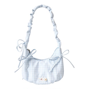 畹町26年夏季烂漫田园系列碎花褶皱包蝴蝶结韩系芭蕾少女腋下包女