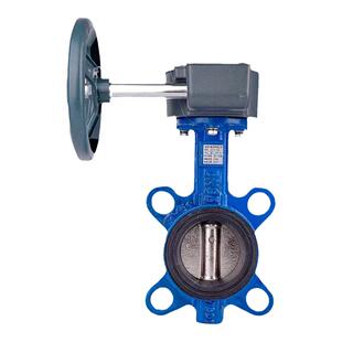 埃美柯涡轮蝶阀D371X-16Q铸铁对夹蝶阀827手动软密封阀门DN40 100