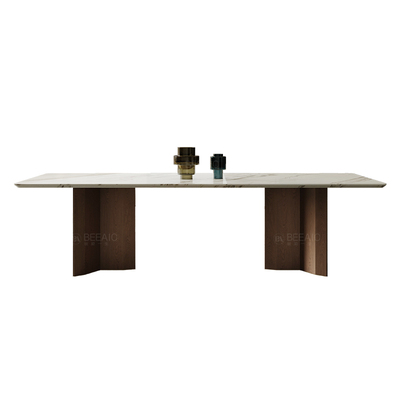 意式轻奢奢石餐桌实木2026高端现代别墅大平层纯天然大理石餐桌