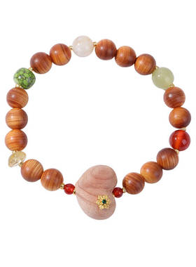 芭比檀木檀柏木佛珠手串手工雕刻木玫瑰玛瑙手链森系复古文艺手饰