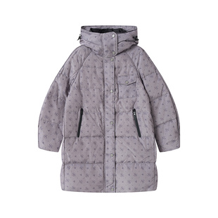 SANI商场同款90%白鸭绒冬保暖御寒连帽抽绳加厚中长款羽绒服女冬