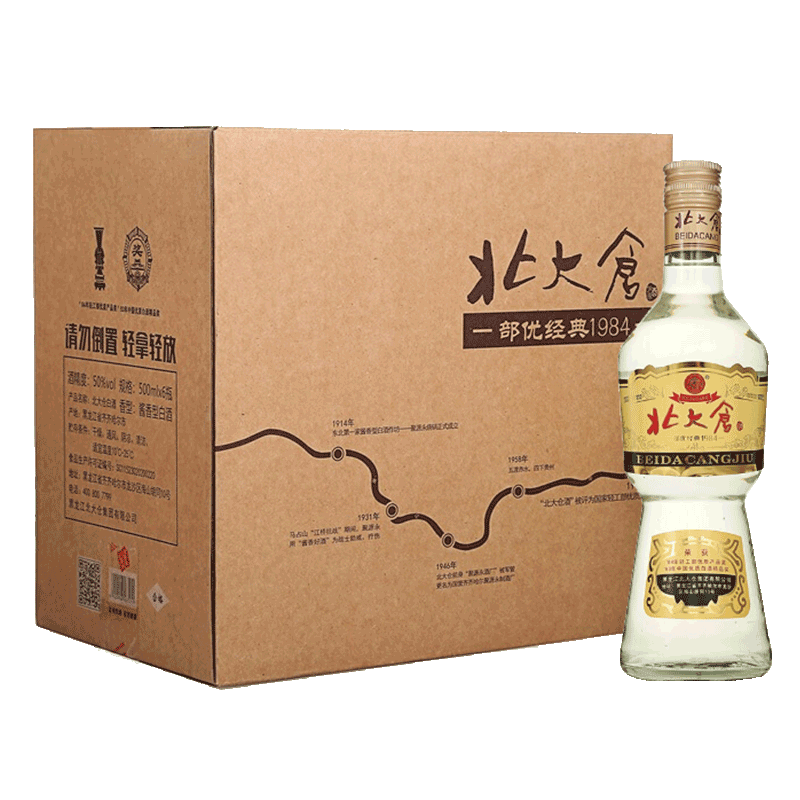 北大仓50度部优经典1984酱香型白酒口粮酒500ml*6瓶纯粮酿造