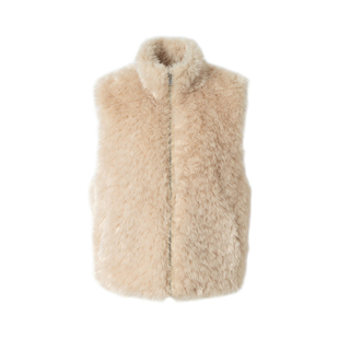 Covertitle “午后漫步”金羚卷毛环保皮草双面羽绒马甲外套