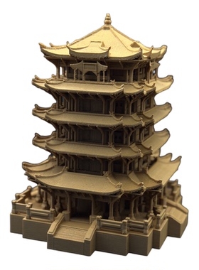 黄鹤楼景区纪念木质感塑胶摆件