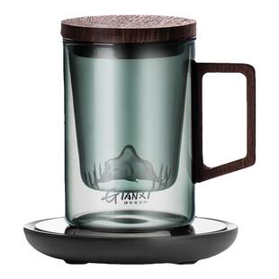 日式高档喝茶杯子男士办公室玻璃水杯茶水分离泡茶观茶杯个人专用