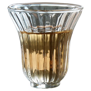 条纹玻璃杯耐高温手工锤纹小茶杯绿茶品鉴杯透明条纹主人杯子酒杯