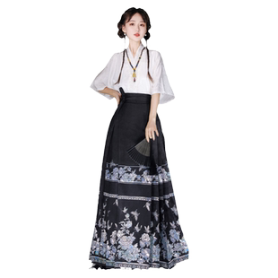 裳云兮汉服女《彩蝶》明制织银螺钿马面裙新中式飞机袖日常春夏季