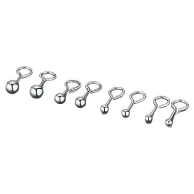 弯钩款后塞防掉耳钉女s999纯银养耳洞耳环男耳骨钉防过敏睡觉免摘