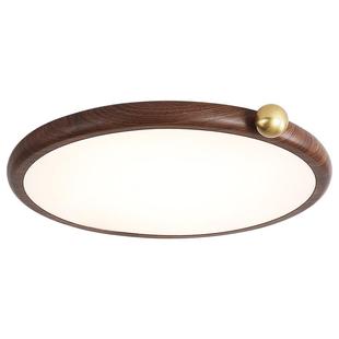 箭牌法式复古卧室吸顶灯中古原木风护眼胡桃木色高级感房间主灯具