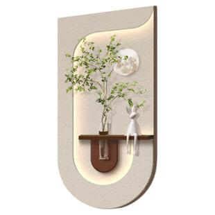 奶油风水培绿植玄关装饰画立体砂岩走廊过道挂画高级感客厅灯光画