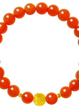 宫里上新南红玛瑙足金转运珠手串