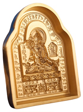 西藏黄铜白度母款随身擦擦模像泥复制工具清图案家用客厅摆件金色