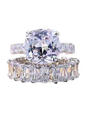 Mr.Bling情侣款纯银祖母绿切钻戒