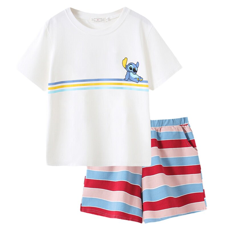 网红ins睡衣女夏季纯棉短袖薄款夏天可爱卡通休闲家居服两件套装