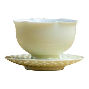 JOJO'S L. PD.dispel.米黄花瓣杯陶瓷镂空杯垫高足品茗杯 | 驱散