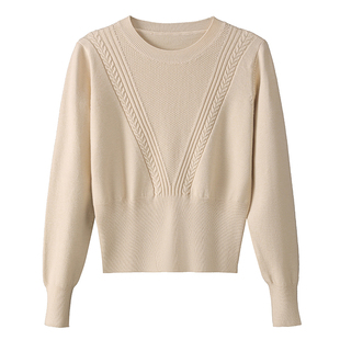 气质收腰短款毛衣女秋冬2025新款小个子内搭打底衫修身套头针织衫