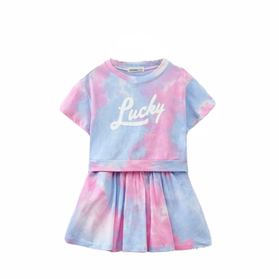 女童夏装运动套装2026网红超洋气时髦童装小女孩印花短袖两件套潮