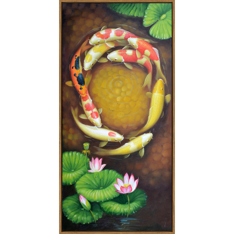 入户玄关中式风招财九鱼图装饰画