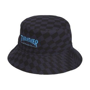 Thrasher X AFA联名滑板风棋盘格遮阳渔夫帽adidas阿迪达斯三叶草