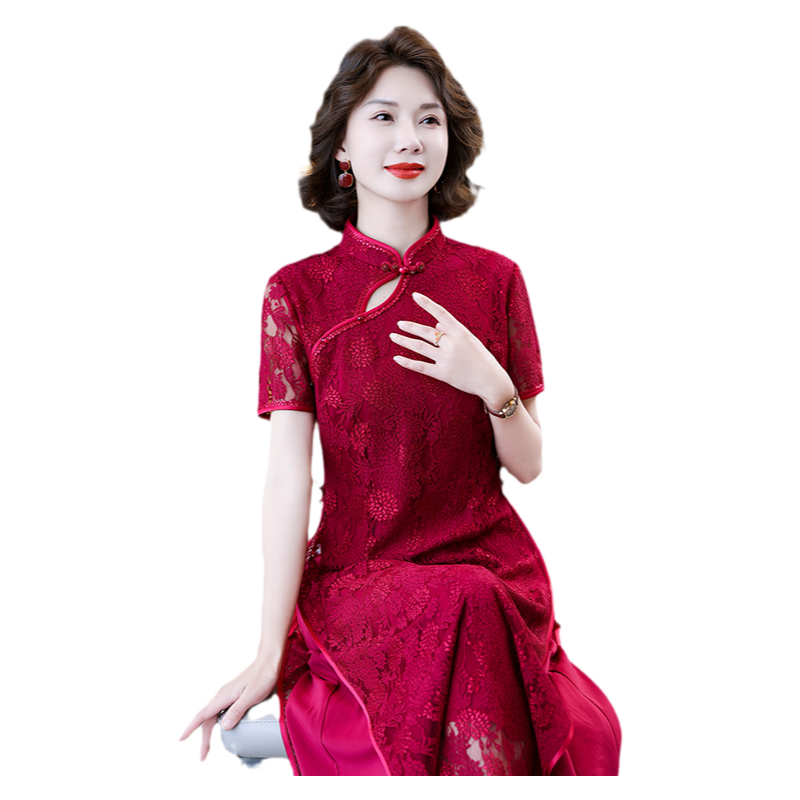 迪芬璐嘉气质优雅婚宴蕾丝旗袍女