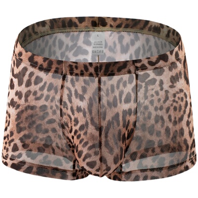 男士平角裤豹纹性感弹力