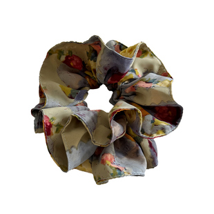 油画风花朵方巾大肠发圈女复古印花头绳发绳低马尾发饰氛围感头花