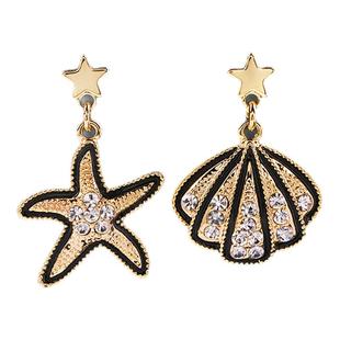 法国IDee海星贝壳不对称耳钉百搭春夏耳坠气质款耳环小众设计饰品