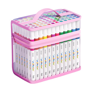 丙烯马克笔儿童不透色可叠色小学生水彩笔美术专用48色24画笔画画可水洗笔芯水性比心油性绘画本DIY无毒药性