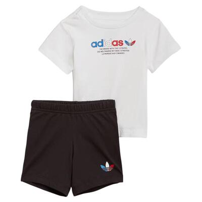 adidas阿迪达斯夏季儿童三叶草运动休闲短袖短裤套装GN7413