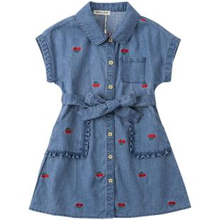 戴维贝拉女童连衣裙夏装儿童裙子夏季童装牛仔裙女孩大童新款衣服