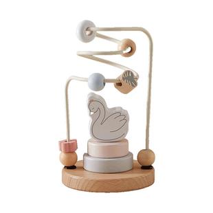 英氏实木婴幼儿童绕珠蒙氏早教益智积木串珠宝宝手指精细玩具礼物