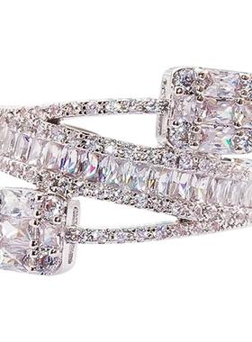 微镶几何开口缠绕戒指开口手镯