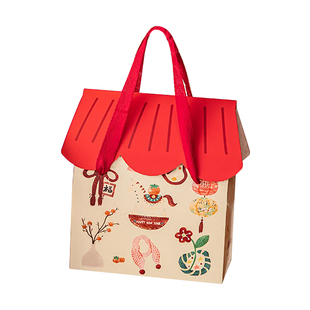 新年曲奇饼干包装盒糖果零食礼袋牛轧糖雪花酥春节手提盒伴手礼盒