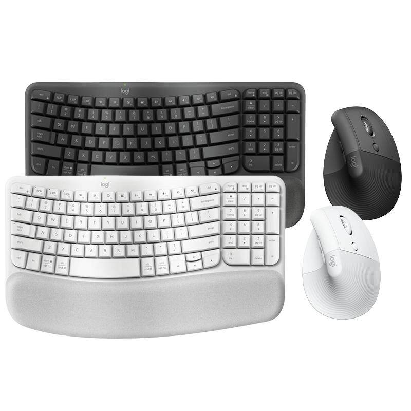 罗技Wave Keys Combo蓝牙无线键盘Lift人体工学鼠标键鼠套装办公