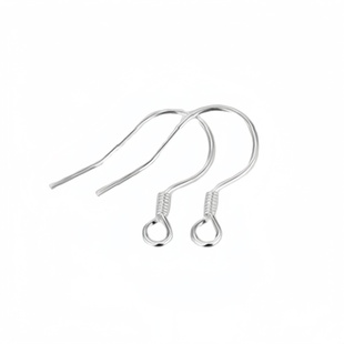 999足银耳饰耳勾养耳洞DIY手工配件耳环纯银挂钩耳坠银耳钉弯耳钩