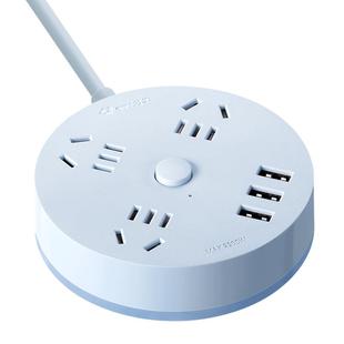 公牛圆形插座固定器红牛插排座创意带线插板贴墙壁免打孔拖插线板