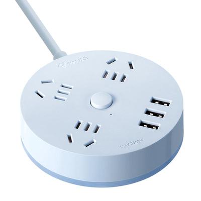 公牛圆形插座固定器红牛插排座创意带线插板贴墙壁免打孔拖插线板