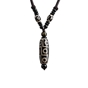 西藏九眼天珠吊坠民族风百搭长款毛衣链配饰颈链玛瑙项链男女挂件