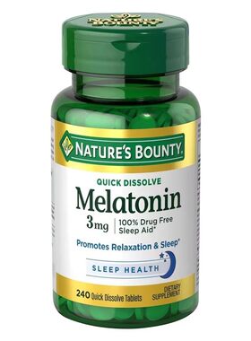 自然之宝褪黑素睡眠片助眠熬夜melatonin退黑素3mg*240粒美国原装