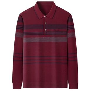 2026新款中老年长袖t恤男士宽松大码打底衫中年爸爸春装针织上衣