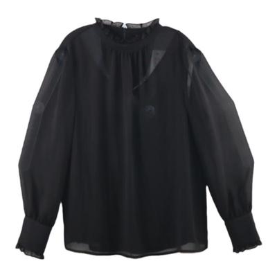 高级仿真丝雪纺上衣透视内搭衬衫