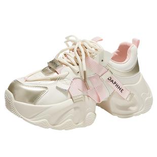 达芙妮粉色老爹鞋女厚底增高鞋2025巨好看的百搭炸街运动女鞋子新