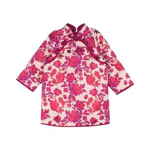 大耳象女童刺绣大花旗袍裙冬季新款儿童年服小女孩