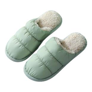 26新款羽绒布棉拖鞋冬季防水厚底毛绒女士室内家居家静音防滑保暖