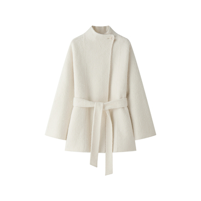 领秘鲁苏力羊驼毛温柔白色大衣